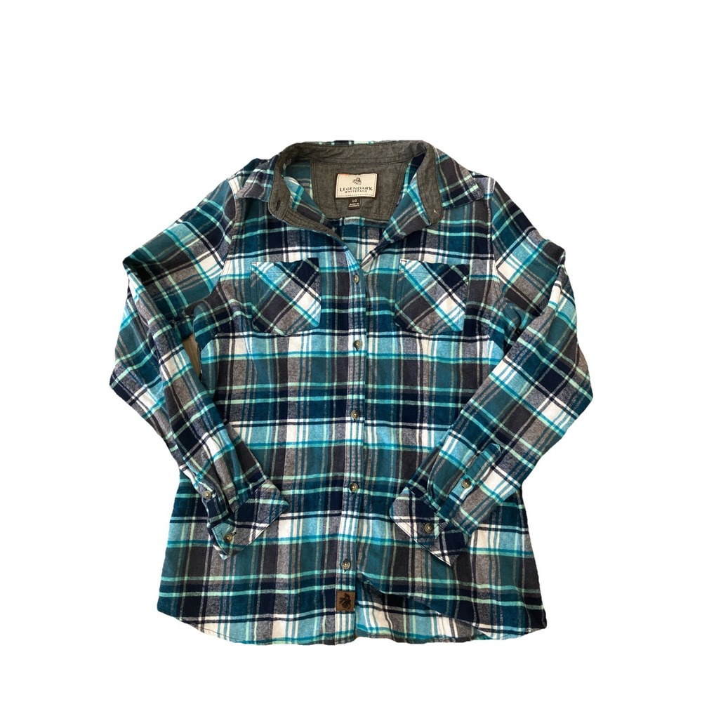 Legendary Whitetails Flannel Blue Size Large Long Sleeve Collared Men's‎